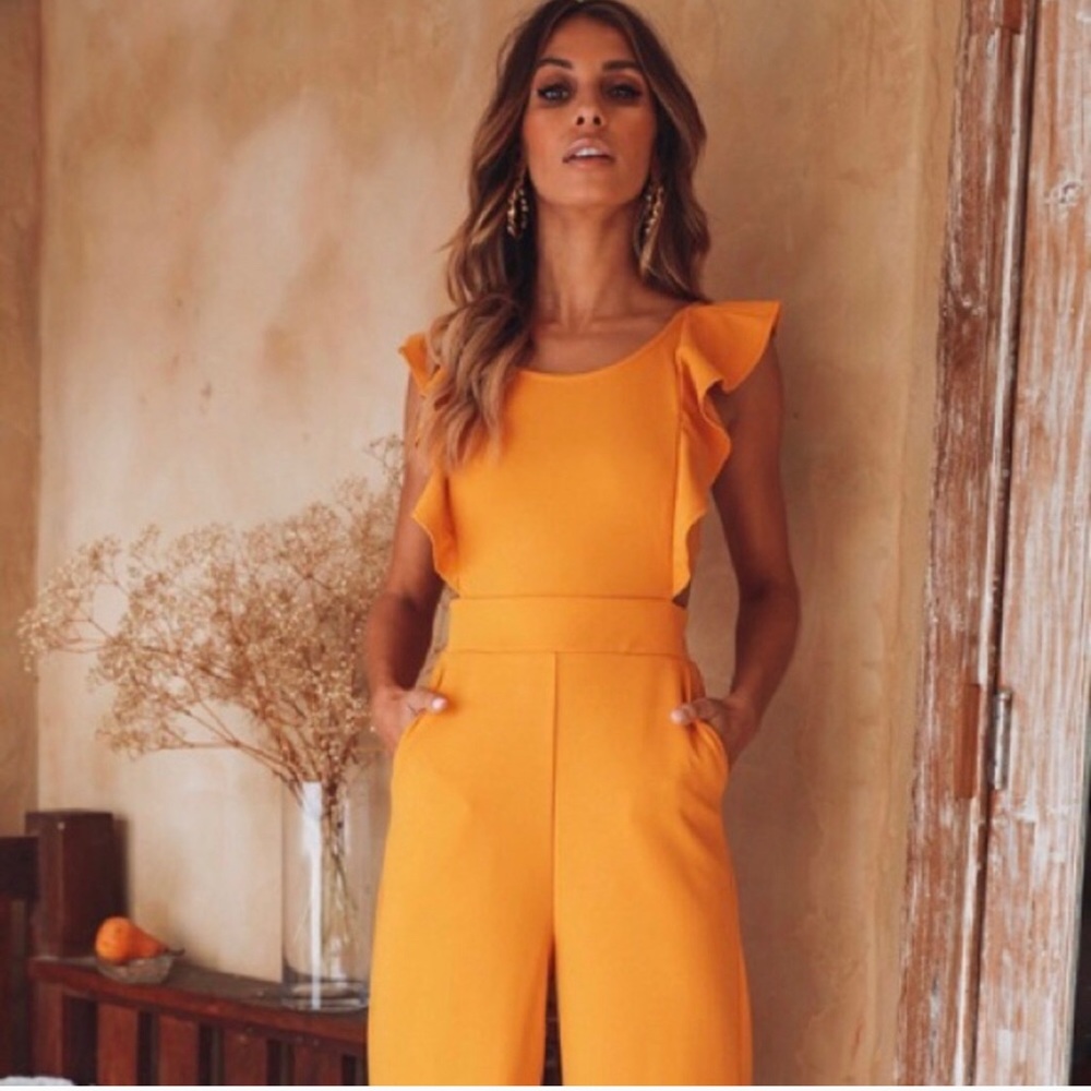 Hello Molly I Hope You Dance mustard jumpsuit